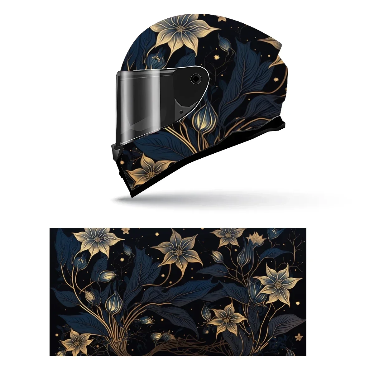 

Тонкая золотая линия с цветами, полная наклейка на шлем, мотоциклетный шлем, гоночная графическая наклейка, виниловая пленка, декор для шлема, наклейка
