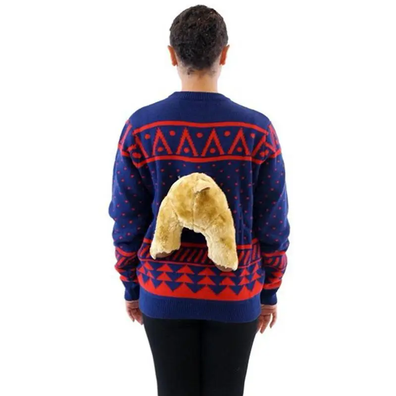 3D Christmas Sweater Novelty 3D Cute Reindeer Pullover Sweaters Soft Christmas Ugly Knitted Sweater For Unisex Keep Warm