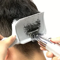 1 unidad de ayuda para cortar el cabello, peine de recorte de cabeza plana de plástico, diseño de recorte para hombres, peine plano principal dedicado a salones de peluquería