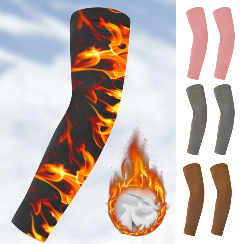 2024 Black Winter Outdoor Cycling Arm Warmer Bicycle Running Racing Bike Arm Sleeves For Men Women Fleece Arm Protection Covers