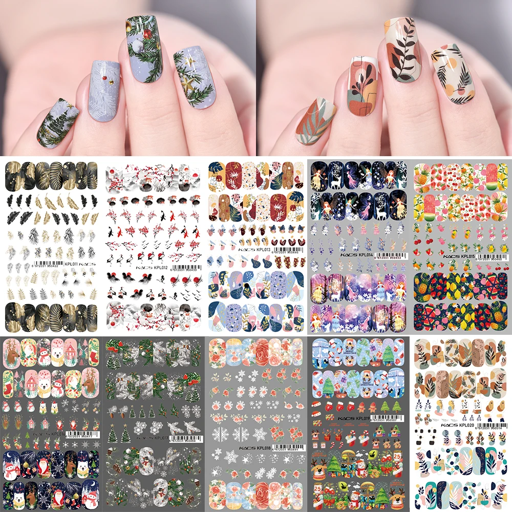 1 foglio Nail Art Stickers decorazione smalto per unghie stampa sulle punte delle unghie decalcomanie natalizie Sliders Wrap Manicure forniture fai da te