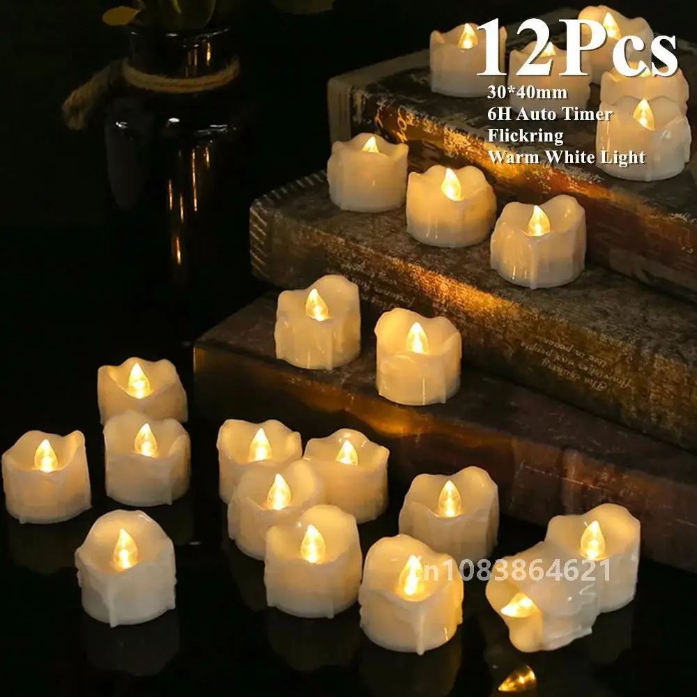 Flameless TeaLights Candles with Cycle Automatically Timer 6 Hours On 18 Hours Off in 24 Hours LED Tea Lights Flickering Candles