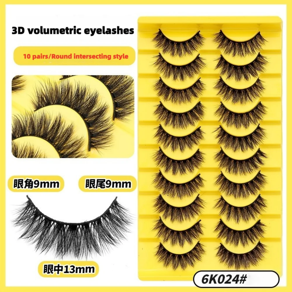10 par naturalnych, trójwymiarowych, objętościowych, podkręconych sztucznych rzęs. Gęste, dramatyczne sztuczne rzęsy. Rzęsy do przedłużania.