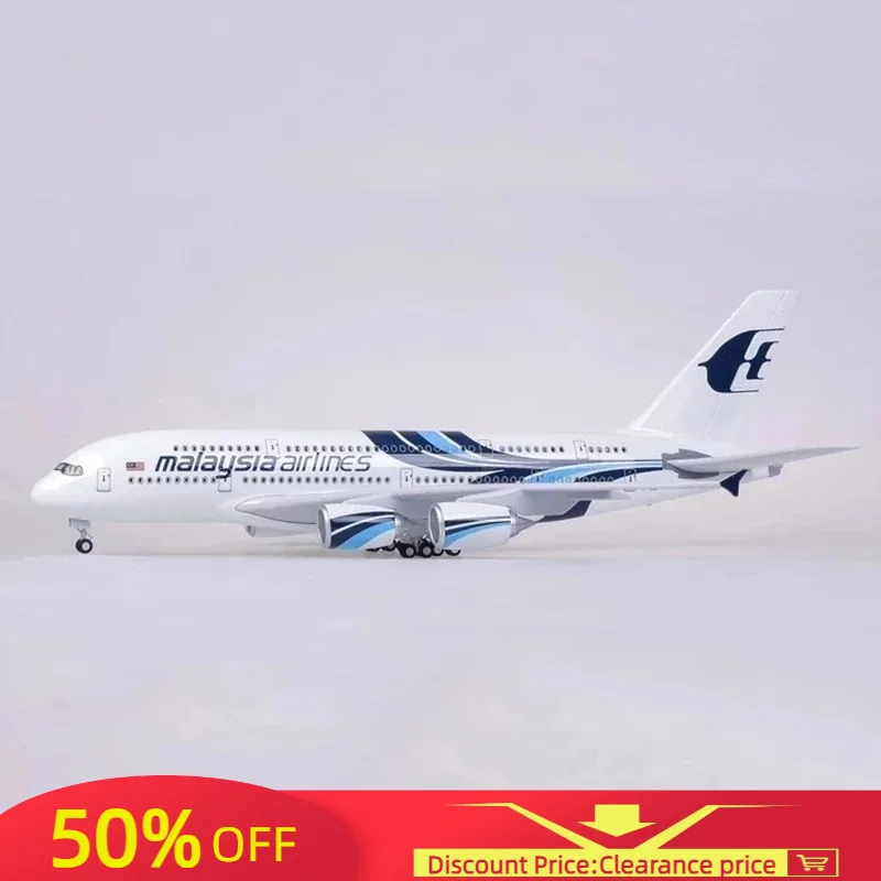 

46CM 1/160 Airplane Airbus 380 A380 Malaysia Airline Model Light Wheel Diecast Plane Collection Airliner Gift Toys Kids Display