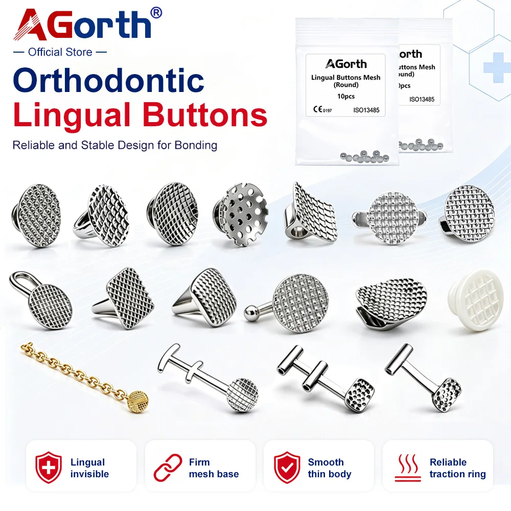 10Pcs Dental Kieferorthopädische Lingual Tasten Metall Bondable Direkt Ösen Traktion Haken Zahnmedizin Zubehör Materialien