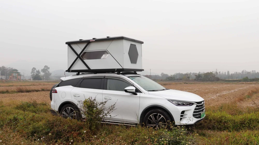 Camión al aire libre 600w Solar Camping RV coche viaje remolque aluminio 3-4 personas tienda de techo tienda de techo de carcasa dura