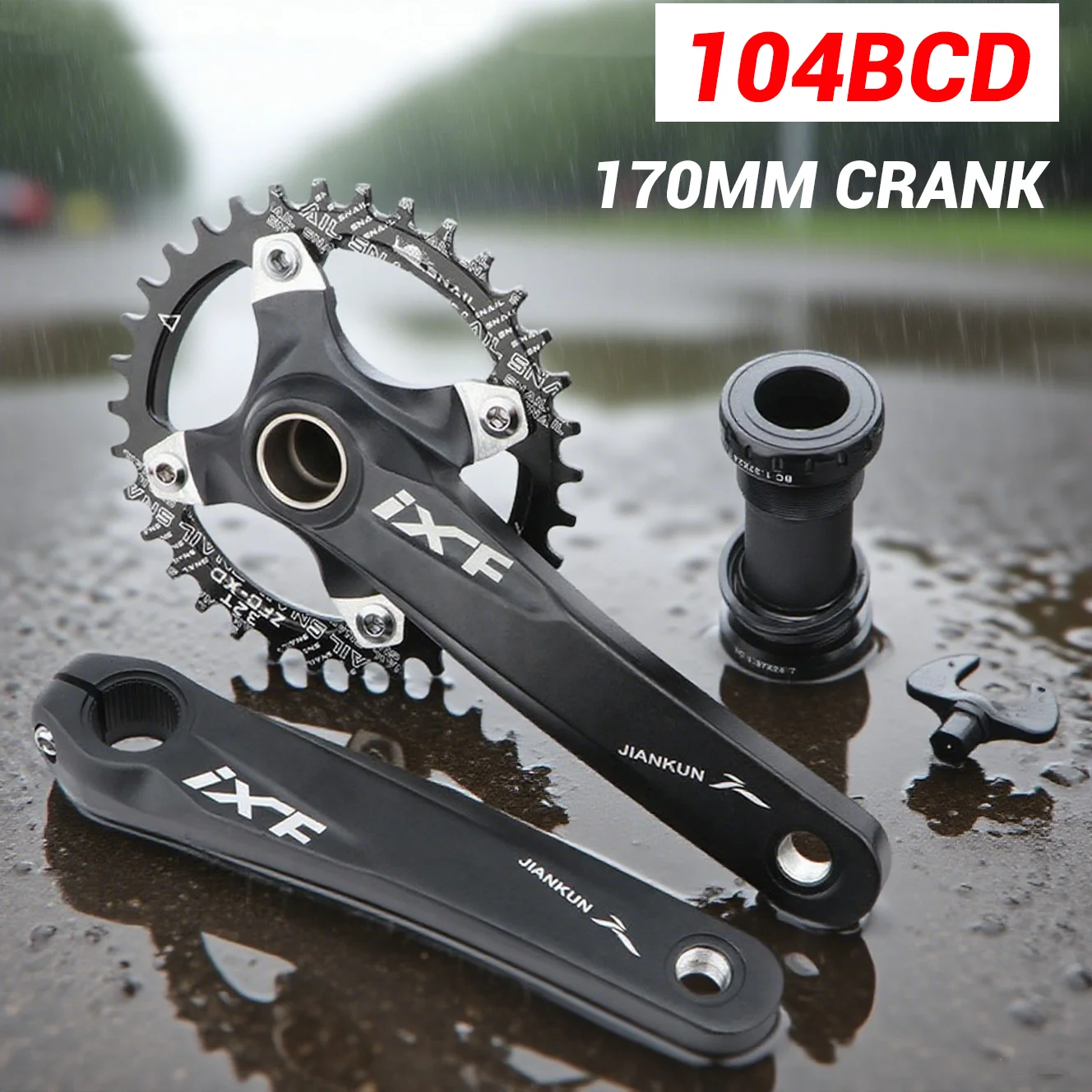 

104 Bcd Bicycle Crank 170mm 104bcd Mtb Crankset Hollowtech Integrated Aluminum Alloy Connecting Rod For Mountain Bike Crown