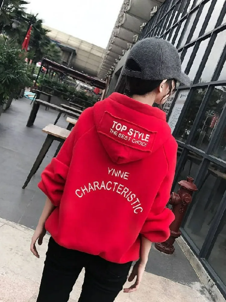 Thiened Fce dameshoodie herfst winter losse pasvorm Koreaanse Sle Student INS top trendy veelzijdige casual bovenkleding