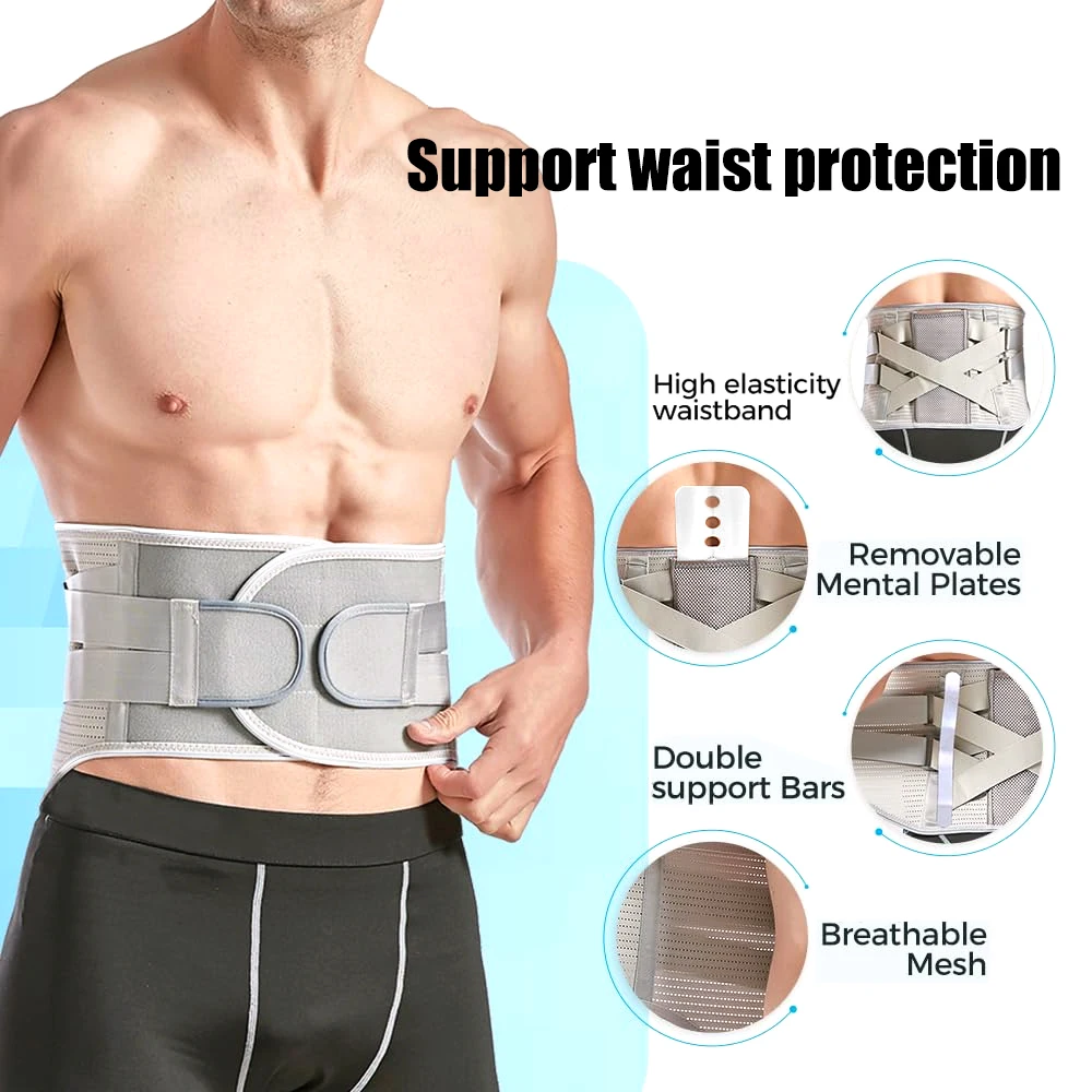 Back Brace for Lower Back Pain Relief - Adjustable Lumbar Support Belt & 2 Sets of Removable Stays for Herniated Disc,Women Men