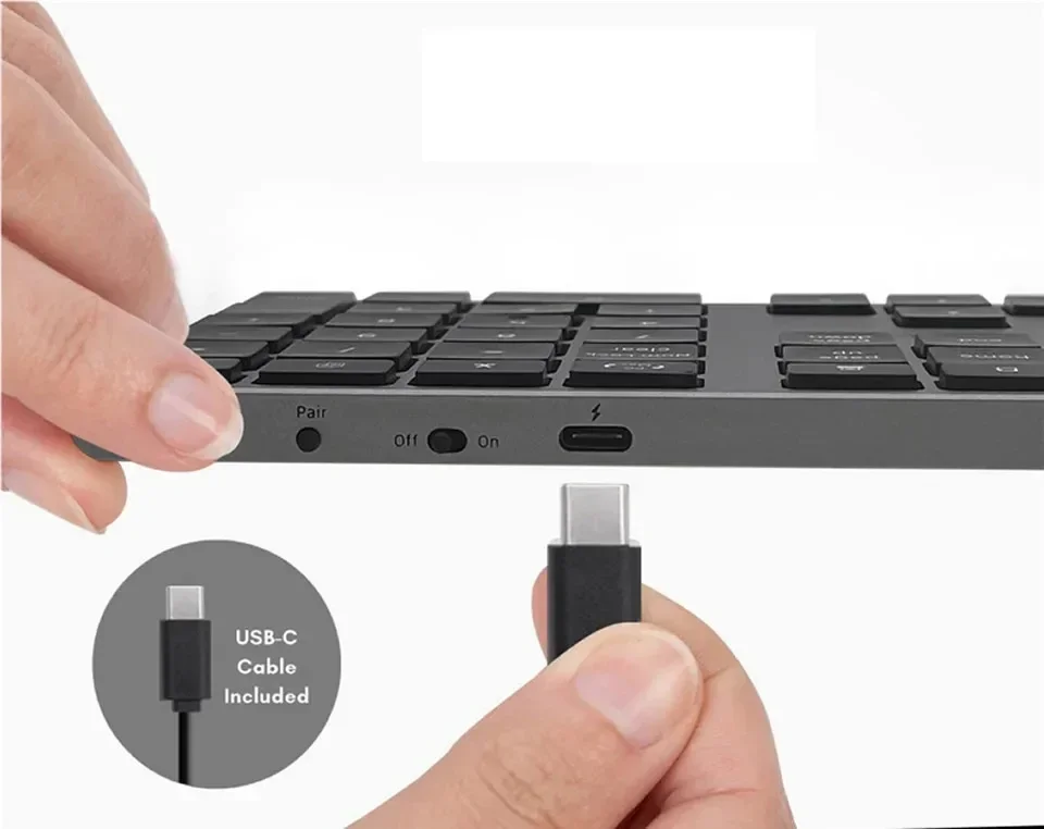 Keypad Numerik Nirkabel + Bluetooth 2.4Ghz K35 Bantalan Angka USB C Numpad Isi Ulang untuk Keyboard Digital IOS Android Windows