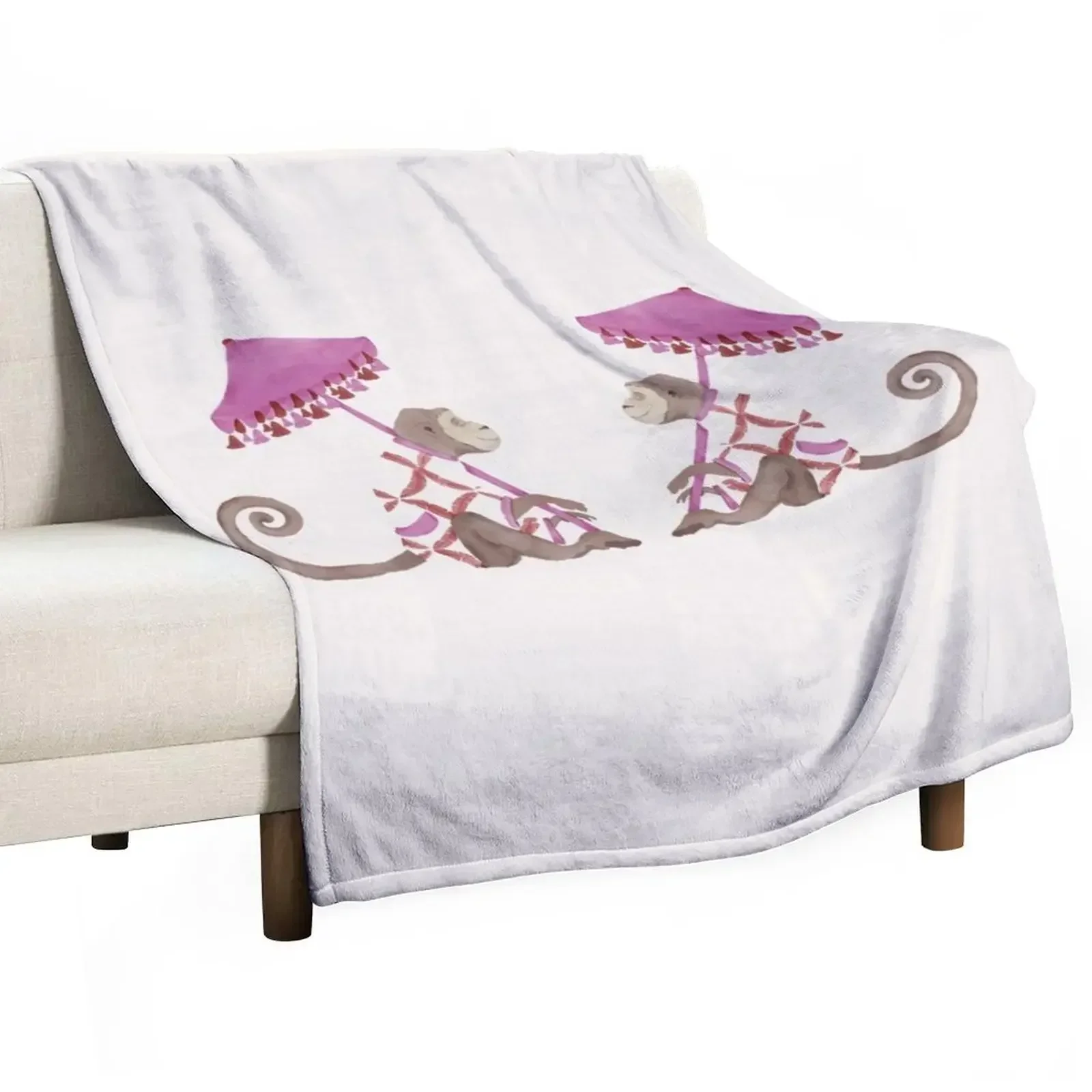 

watercolor chinoiserie chic monkey, chinoiserie chic pattern Throw Blanket Luxury Brand Cute Blankets For Baby Blankets