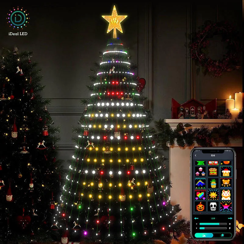 7Ft Fairy LED Lights Smart LED RGB Christmas Tree Lights with Star Topper Music Sync Timer APP Remote for Christmas Tree Decor