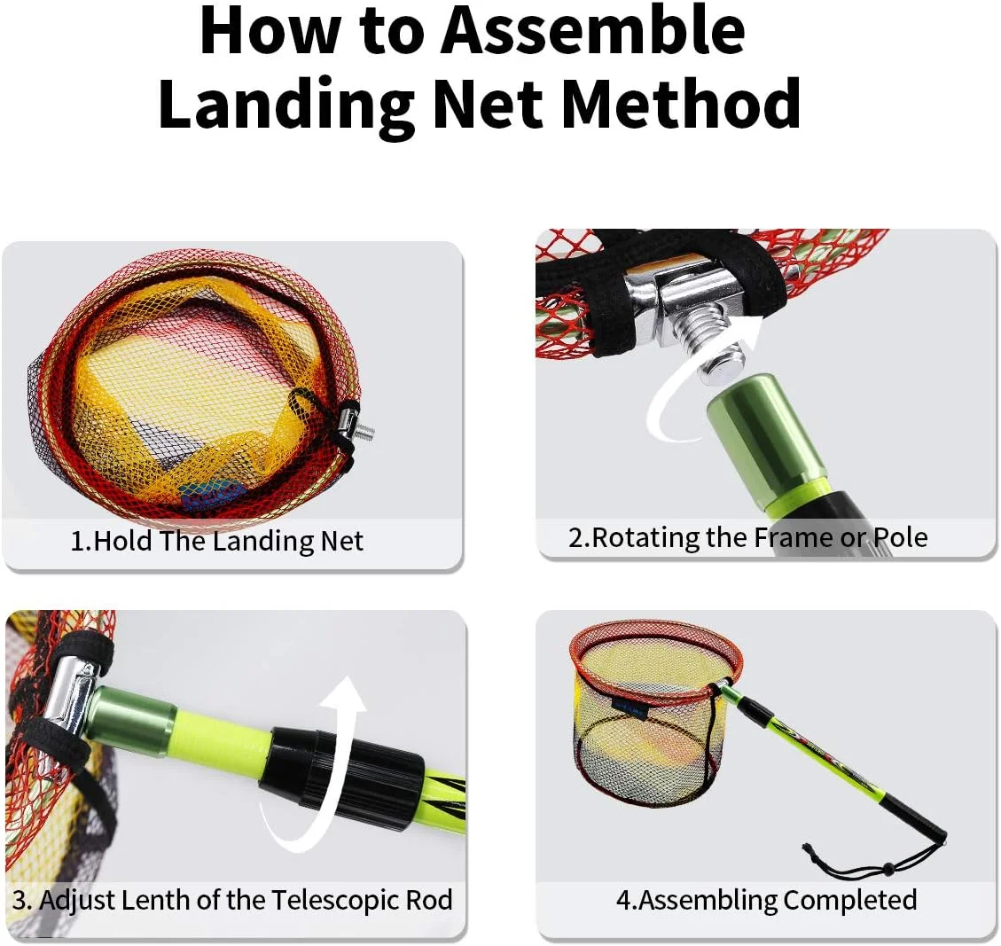 SAN LIKE Fishing Net Fish Landing Net Collapsible Fish Net with Anti-Slip Telescoping Rubber Pole Handle for Kids Adults - view 3