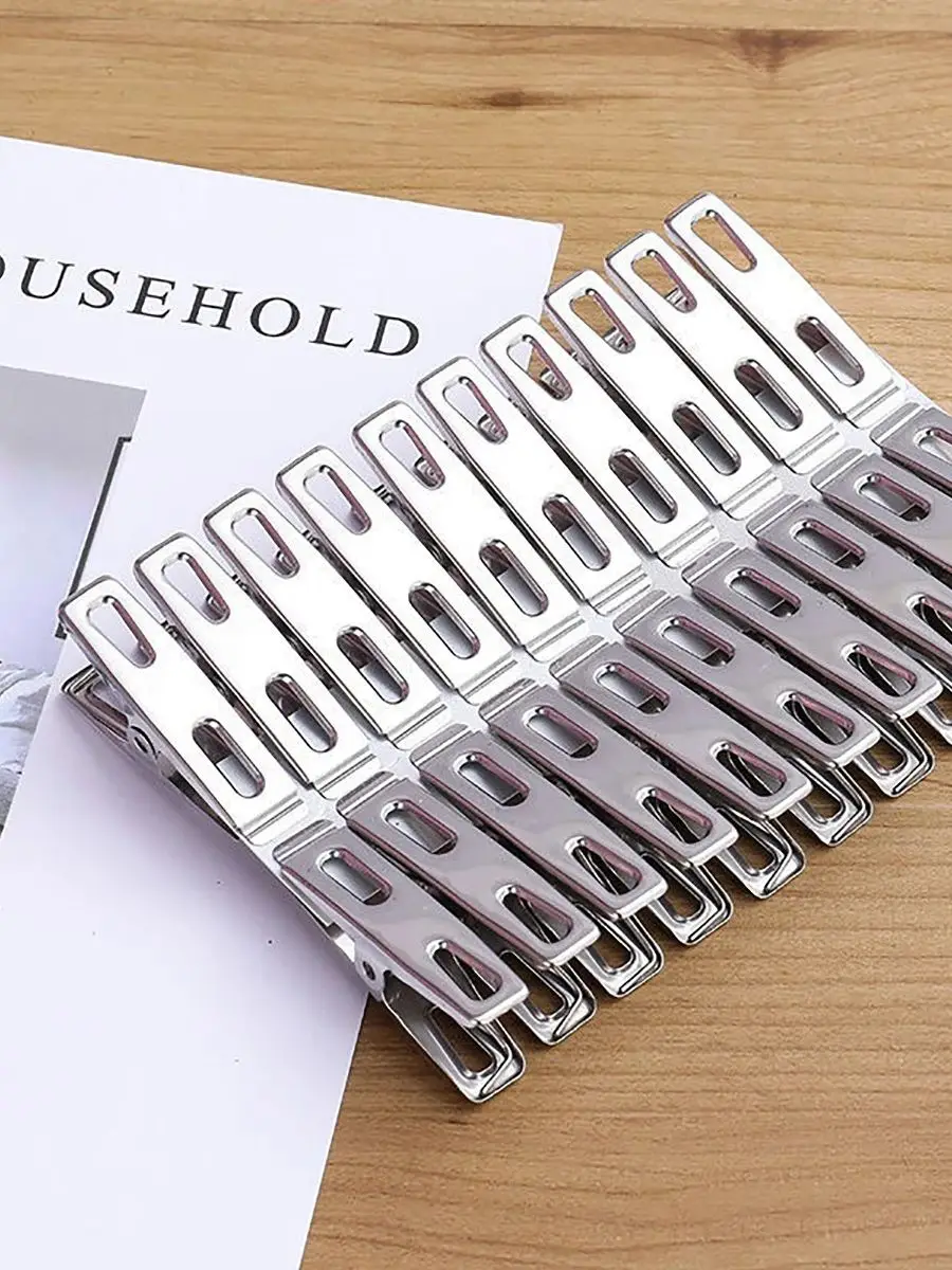 Pinces à linge en acier inoxydable, pinces à reliure, épingles à vêtements robustes, ensemble de clips en métal, pinces à vêtements en métal pour chaussettes à vêtements F, 20 pièces