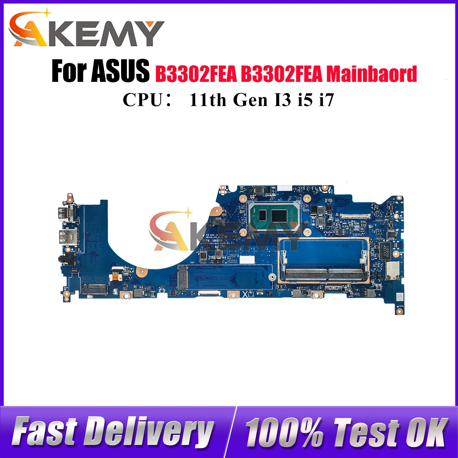 Placa base para ordenador portátil B3302FEA para ASUS ExpertBook B3302FEA B3302F placa base para portátil con pruebas I3 i5 i7 de 11. a generación OK envío rápido