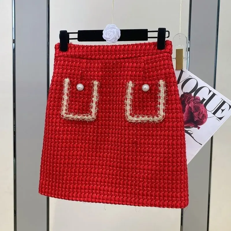 Women’s Tweed Jacquard Pink Suit Jacket Coat Top And Mini Skirt Two Piece Set Elegant Chic Outfit Winter Party Fragrant Clothin