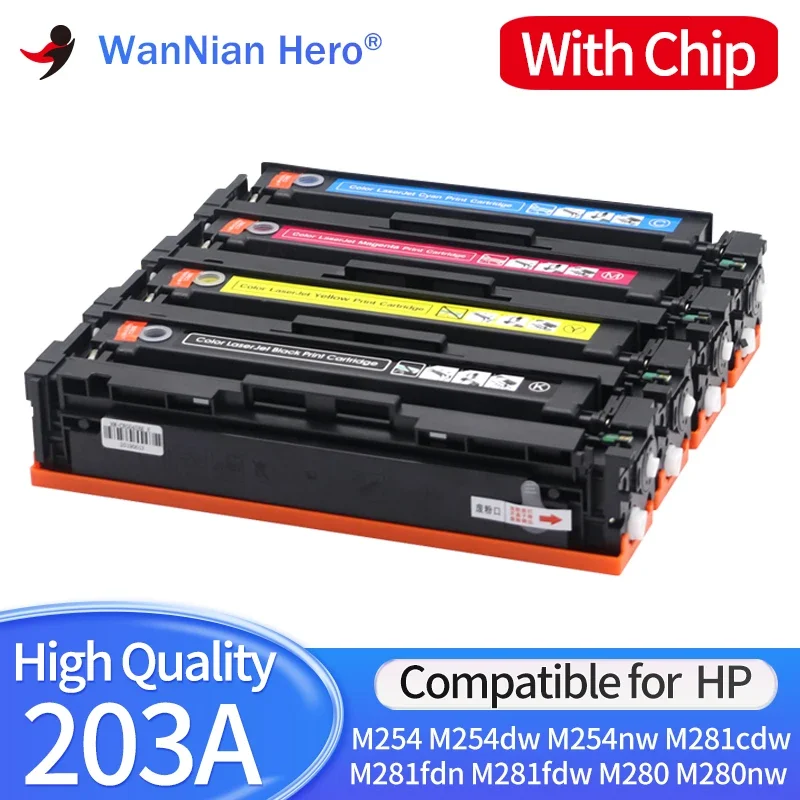 NEW Compatible for HP 203A CF540A 540a cf540 cf541a cf543a toner cartridge LaserJe Pro M254nw M254dw MFP M281fdw M281fdn M280nw