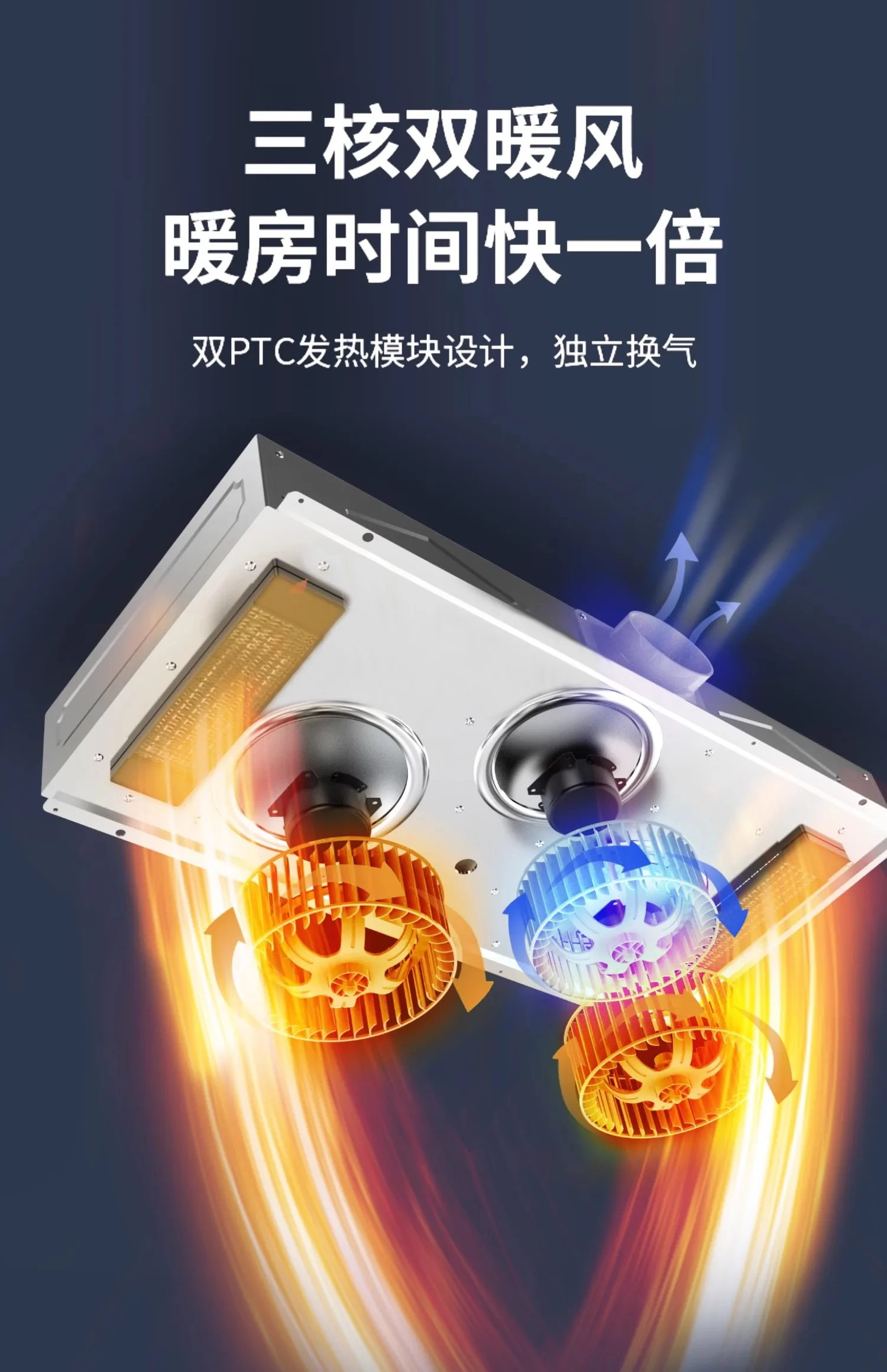 Aquecimento de ar do banheiro teto integrado cinco em um iluminação de exaustão do banheiro aquecedor integrado