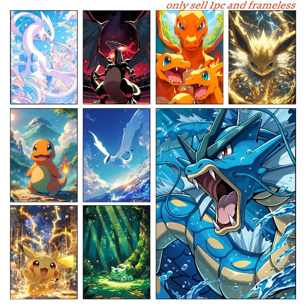 Pokemon Mega Evolution Anime Poster HD Canvas Wall Art Waterproof Print Painting Bedroom Living Room Home Decor Gift Decoration