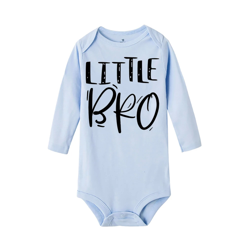 

Baby Boys LITTLE BROTHER Printed Bodysuit Short Sleeve Crew Neck Casual Bodysuit Romper Baby Spring&fall Infant Clothes
