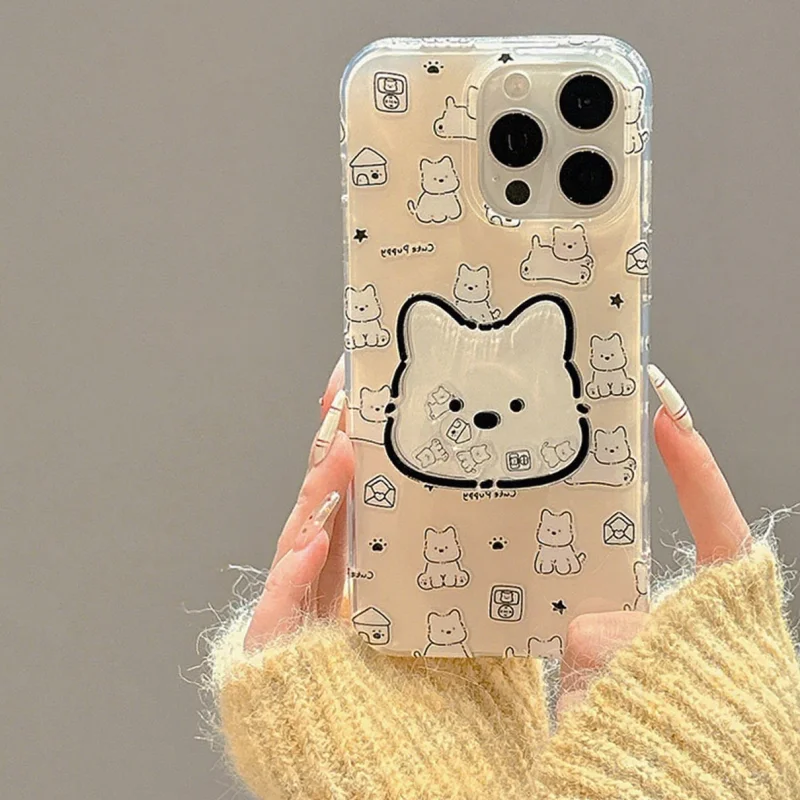 Supporto per telefono coreano Cartoon Puppy Shake Grip Tok Griptok Supporto per iPhone 15 Supporto universale per accessori Samsung