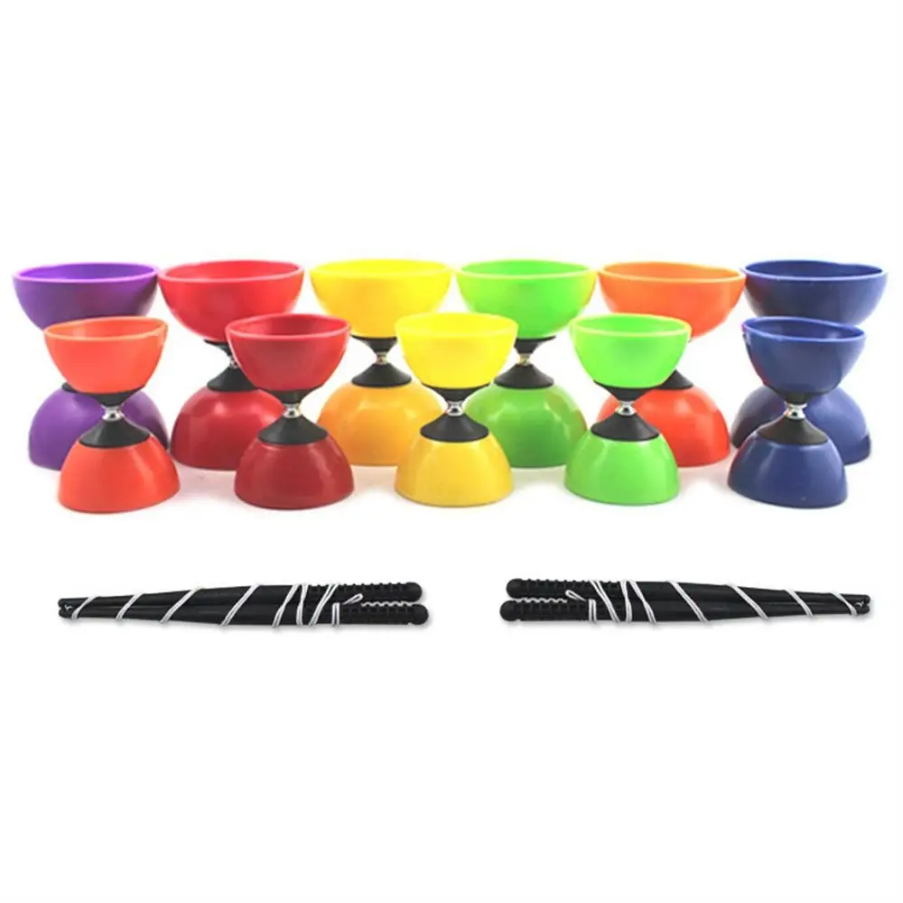 Leather Bowl Diabolo Yoyo Soft Material with Sticks Rope Diabolo Triple Bearing Juggling Toy Plastic Yoyo Chinese Toy