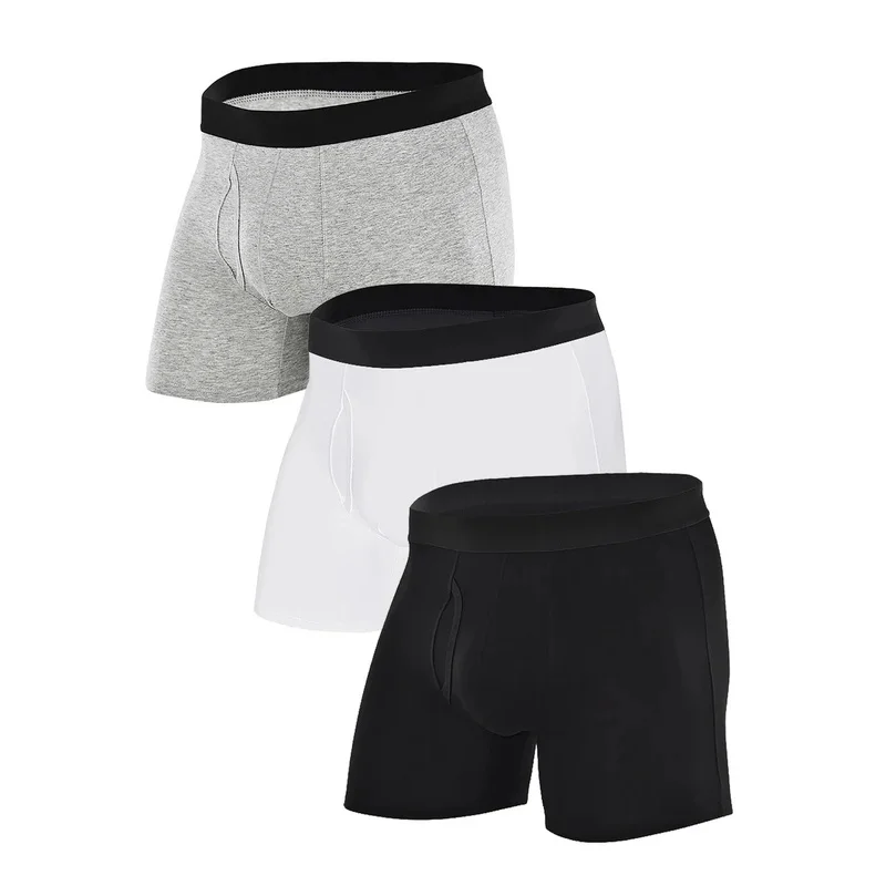 3pcs Men's Panties Front Open Underwear For Man Boxer Shorts Mens Ventilate Underpants Slips Male Boxershorts