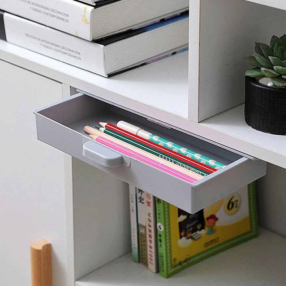 MELevuage-Boîte de rangement en ABS sous le bureau, porte-stylo, rangement adhésif, produits ménagers et de bureau