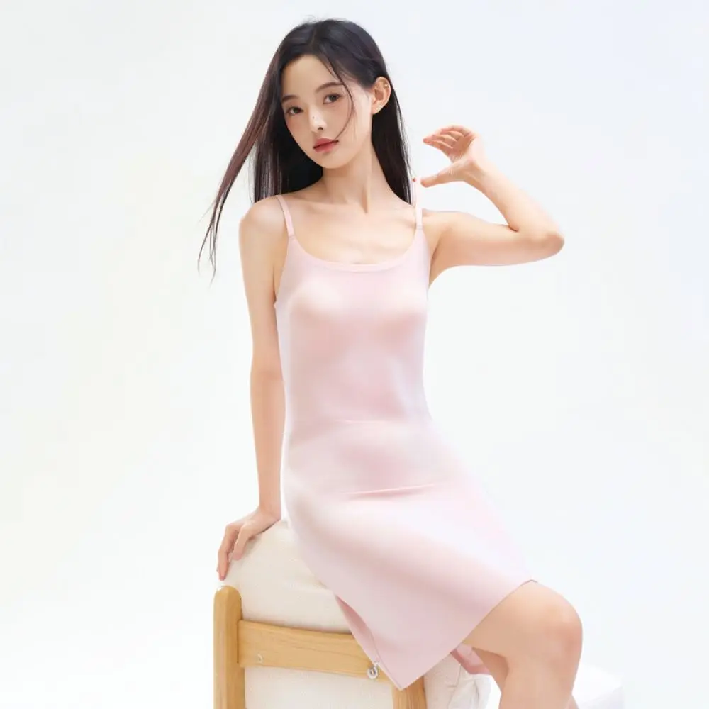 Womens Sleeveless Inner Lining Dress Comfortable Cooling Nylon Camisole Invisible Base Skirt For Professional Daily Outfits