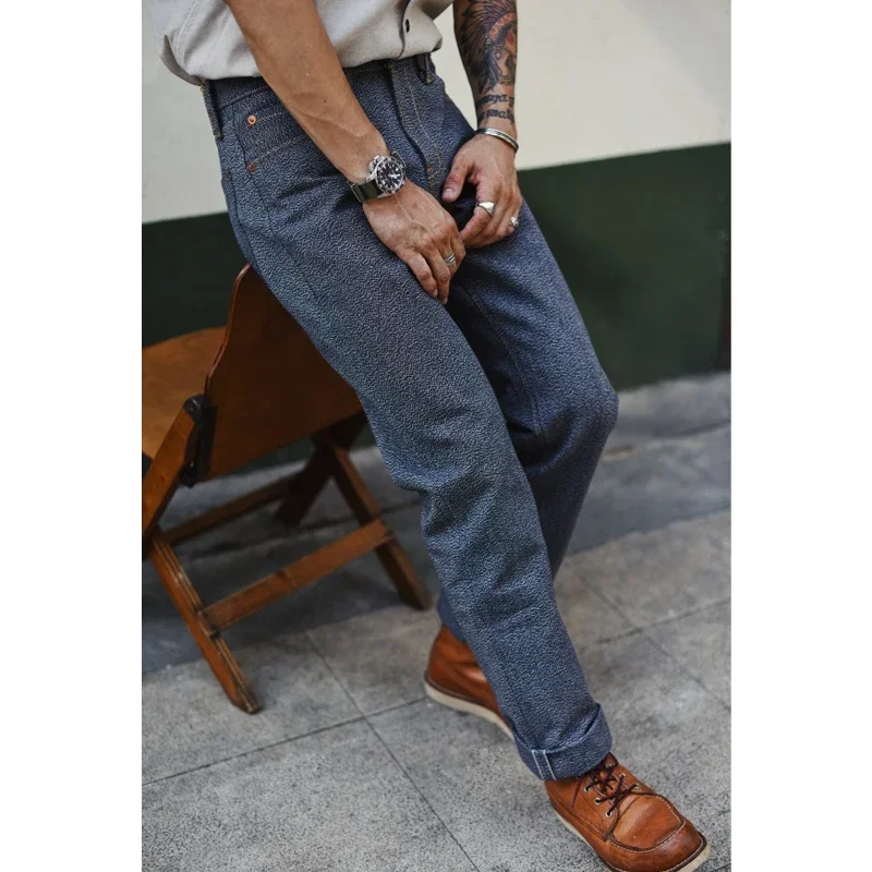 Sauce Zhan Mens Jeans salt and papper Jeans for Men Sanforized Selvedge Denim Overalls Jeans Straight Fit 15.5 Oz