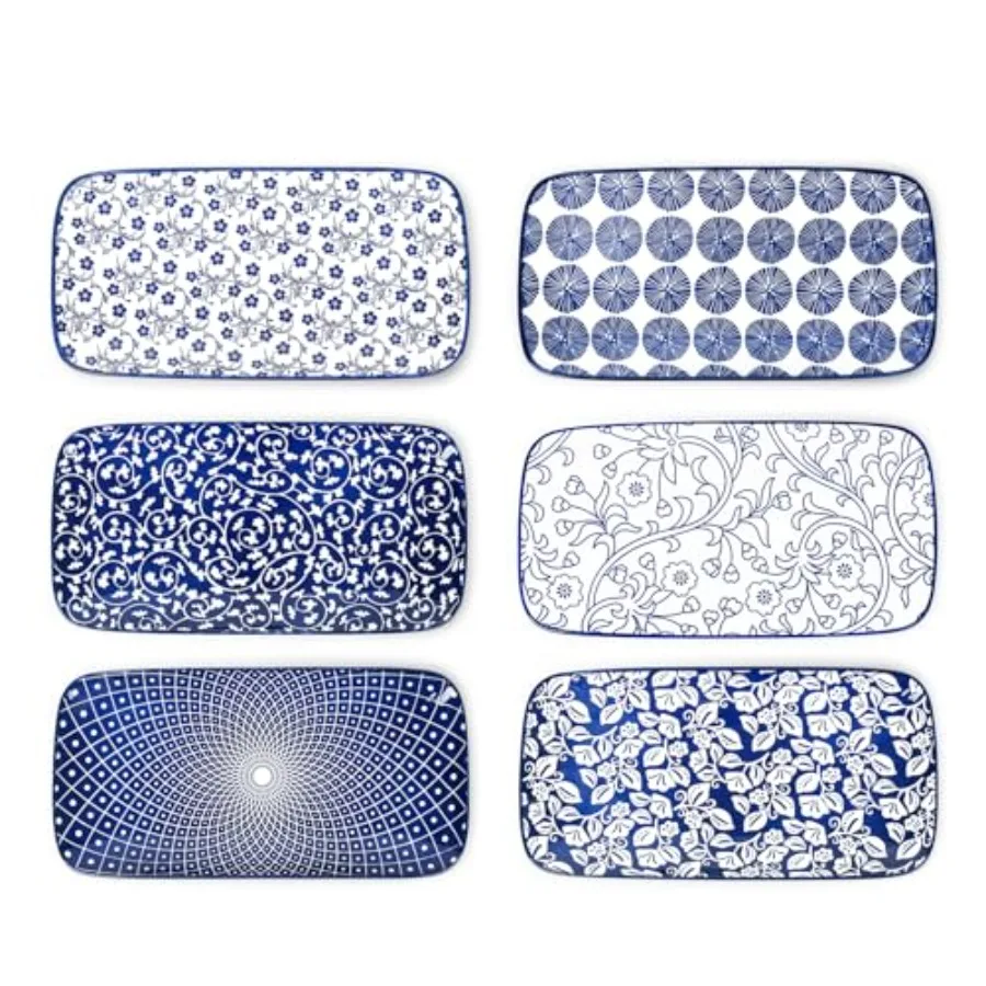

Керамические сервировочные тарелки 12 дюймов, прямоугольные подносы для вечеринок и торжеств, набор из 6 винтажных тарелок для еды