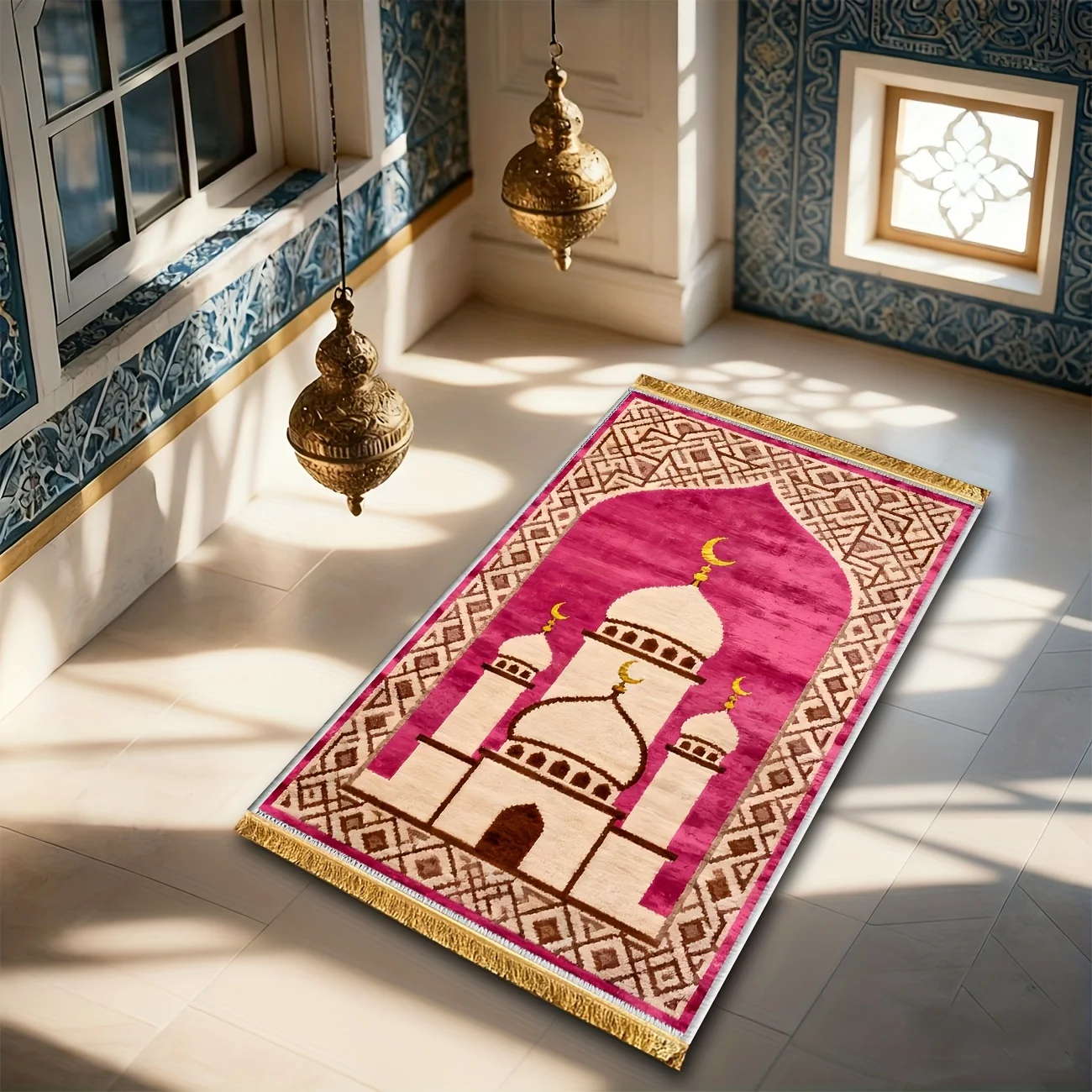 พรมละหมาดลายเรขาคณิตสีชมพู VIK - Maranta Prayer Plant บทวิจารณ์และราคา