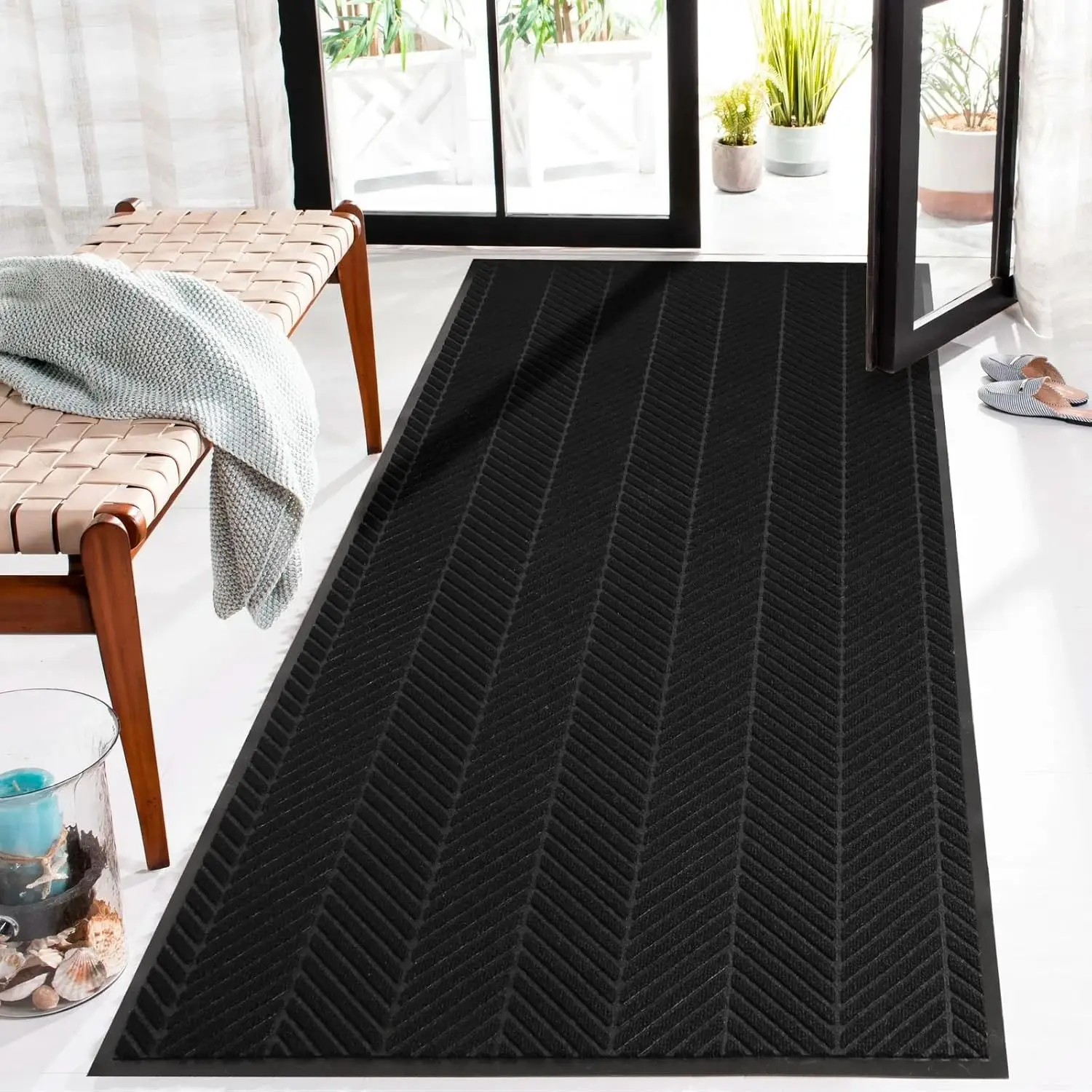

3x6 ft Heavy Duty Front Door Mat Indoor Outdoor, Non-Slip Waterproof Entryway Mat, Easy Clean Vinyl Welcome Mat for All Weather