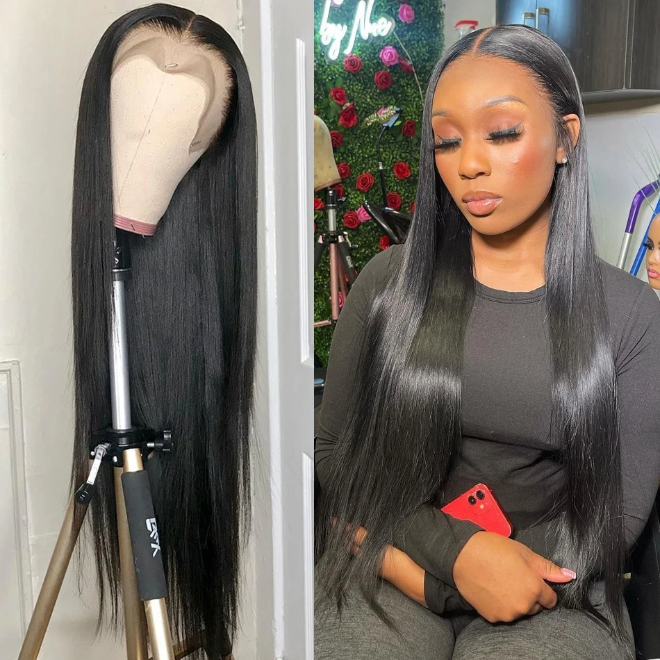 Straight Human Hair Lace Frontal Wig for Women Pre Plucked Brazilian Hair 13X4 HD Transparent Lace Frontal Wig with Baby Hair