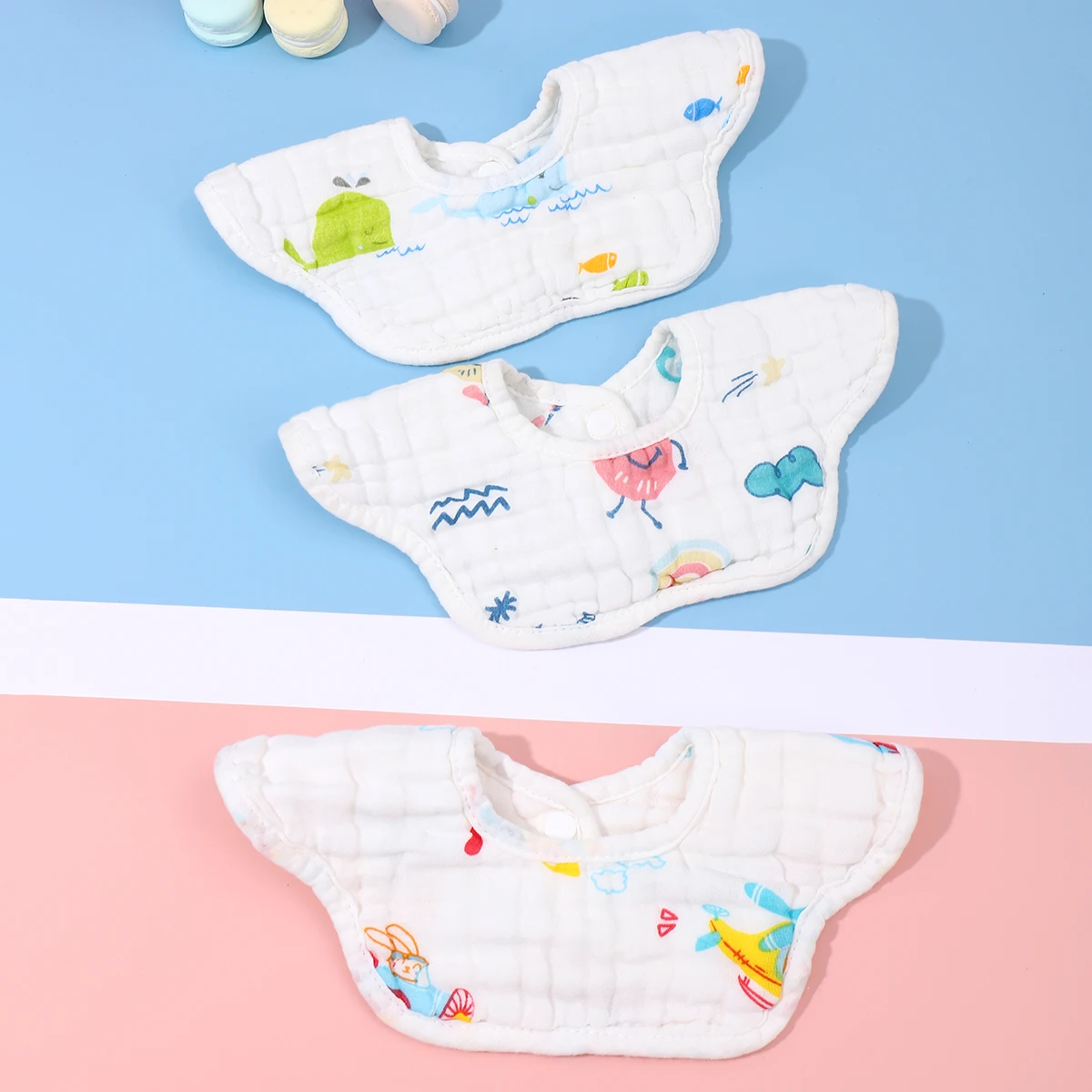 

Детский Слюнявчик с лепестками крепа вращающийся на 360 ° слюнявчик шестислойный хлопковый марлевый слюнявчик детское Слюнявчик