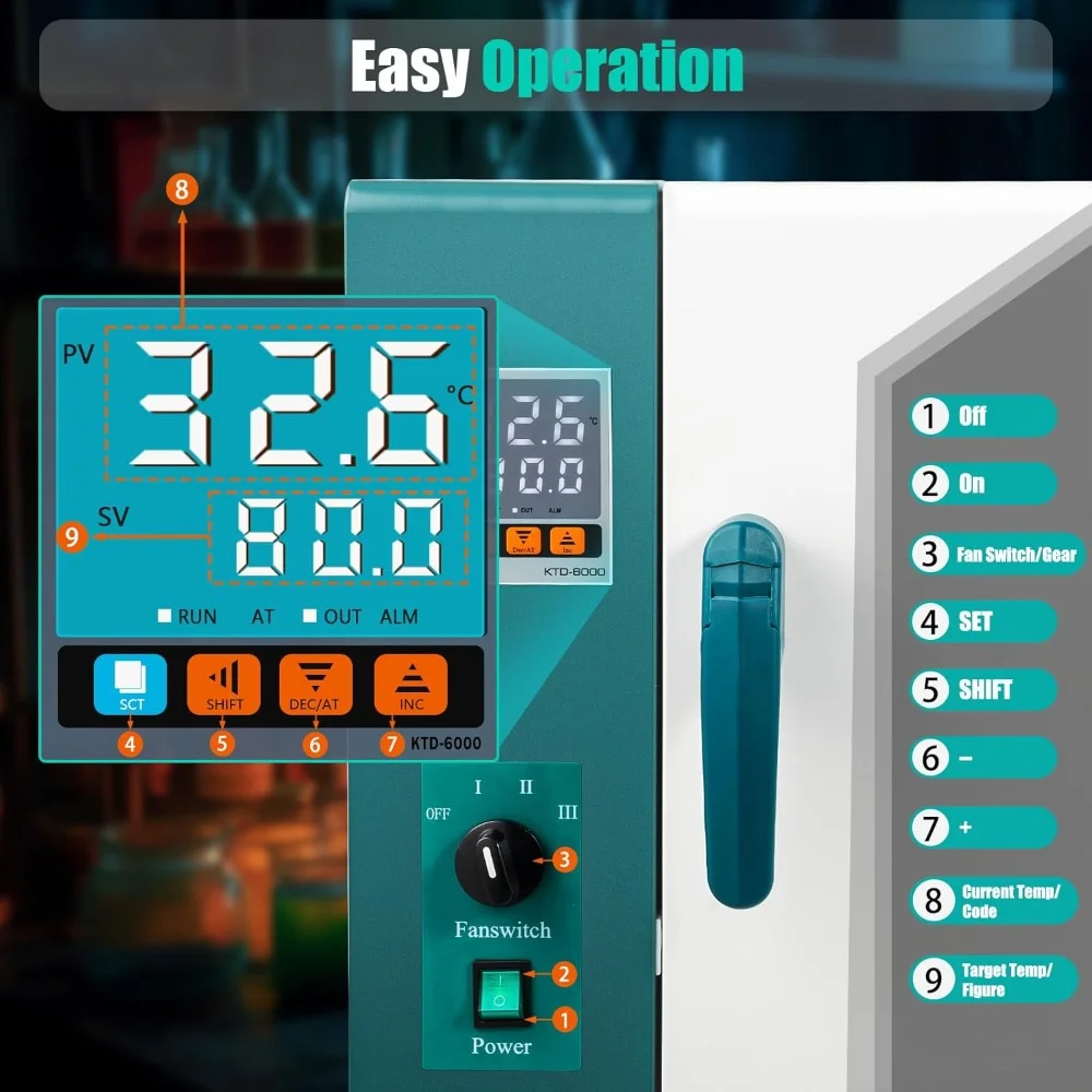 Electric Blast Drying Oven 45L Laboratory Oven PID Digital Temperature Controller 110V 1000W Horizontal Airflow Drying