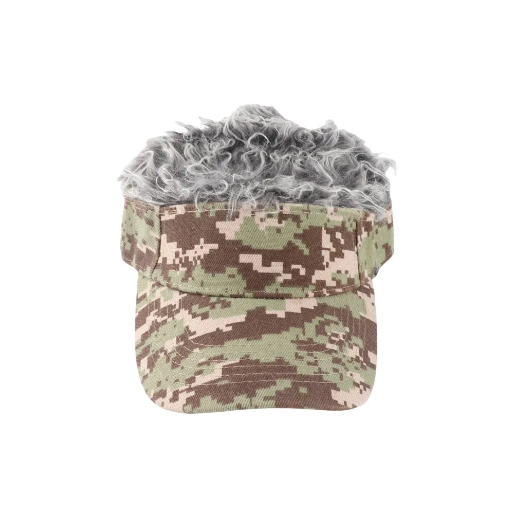 Green Digital Wig Integrated Baseball Cap Coffee Head Circumferences 560-620mm Empty Top Sun Visor Duckbill Hat