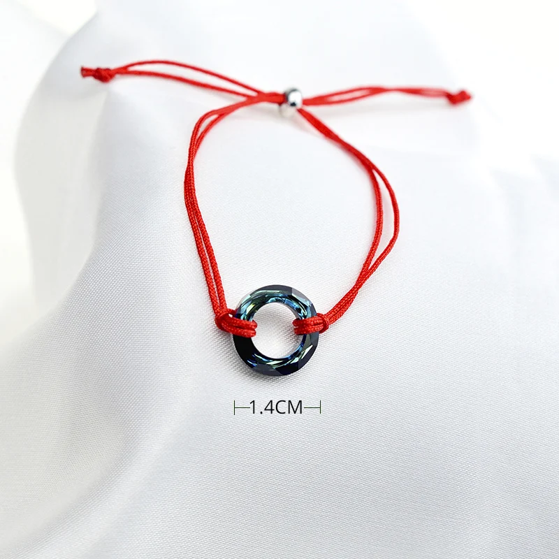 Black Red Rope Chain Bracelets for Women Circle Crystals from Austria Lucky String Bangle Girls Christmas Hand Jewelry