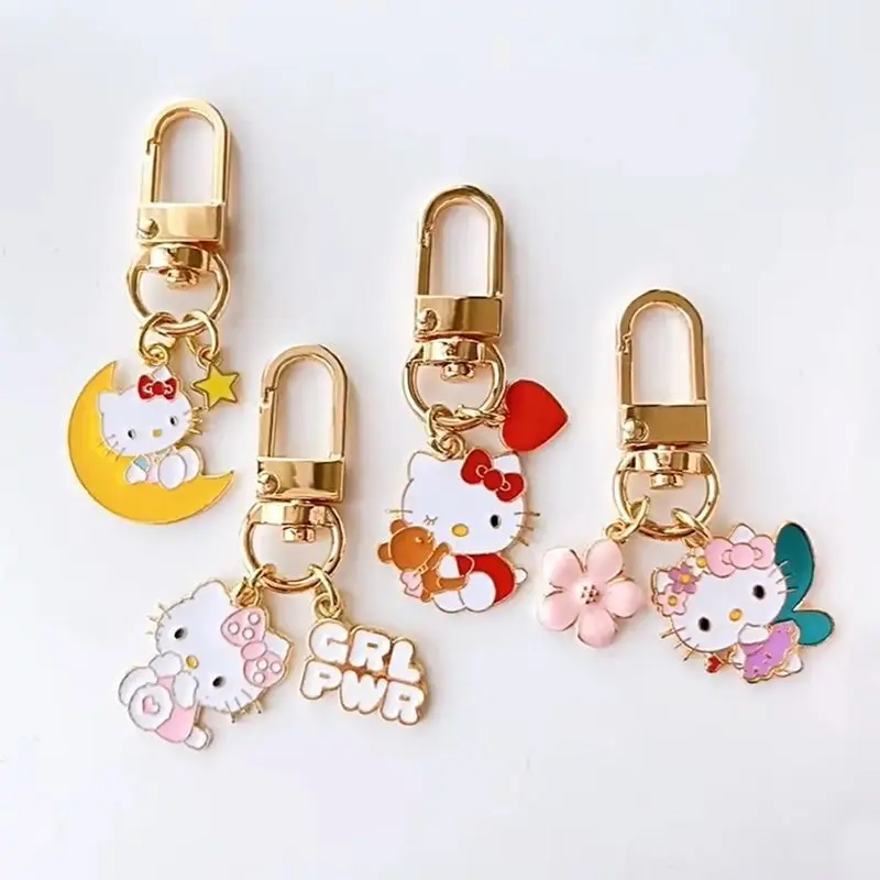 Hello Kitty Keychain Hello Kitty Female Student School Bag Zipper Head Anti-lost Small Pendant Cartoon Cute Accessories Doll Toy