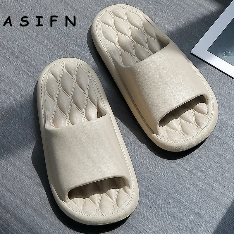 

ASIFN Plus Size Men Slippers House Bathroom Non-slip Women Slides Flip Flops Male Soft Sole Man Bath Men Shoes 2022 New EVA