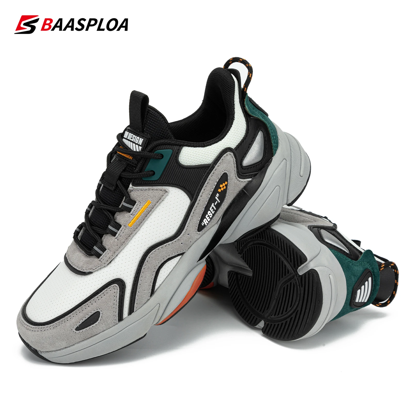 Baasploa Shoes for Men Lightweight Running Men's Designer Leather Casual Sneakers Lace Up Male Outdoor Sports Shoe Tennis image 3