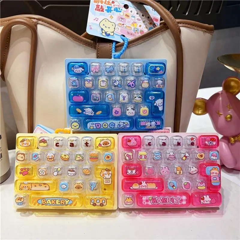 Cute Keyboard Clicker Keychain 26 Key Decompression Button Toy Model Children's Bag Hanging Ornaments Pendant Decorations