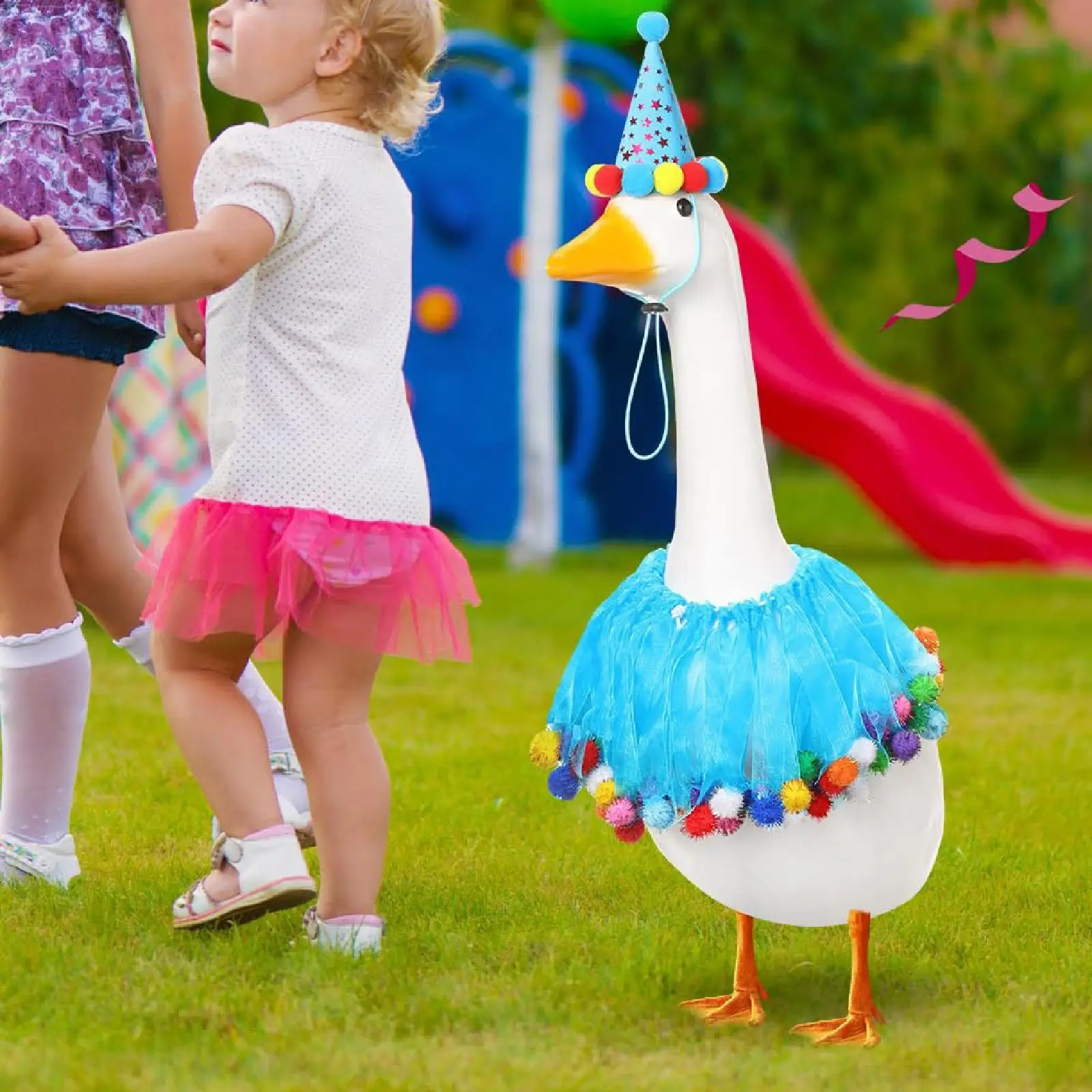 Birthday Party Goose Outfit Yard Statue Costume Decorative Party Supplies Hat, Skirt Goose Clothing for Entryway Courtyard
