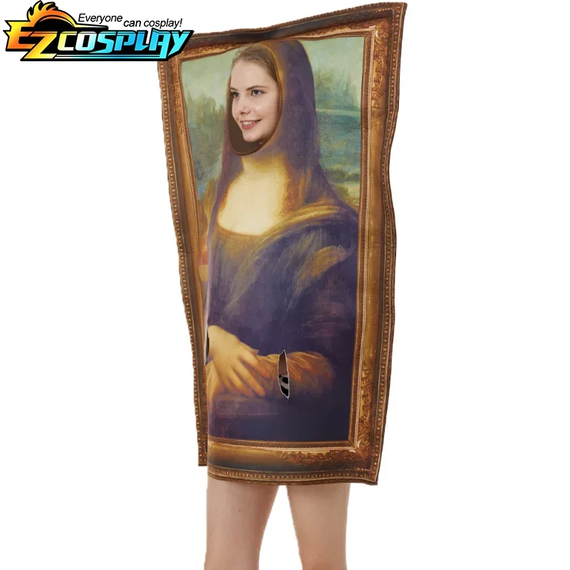 Adult Funny Couple Outfit Mona Lisa Mural Chocolate And Peanut Butter Costumes Snack Sponge Jumpsuit Halloween Carnival Dress