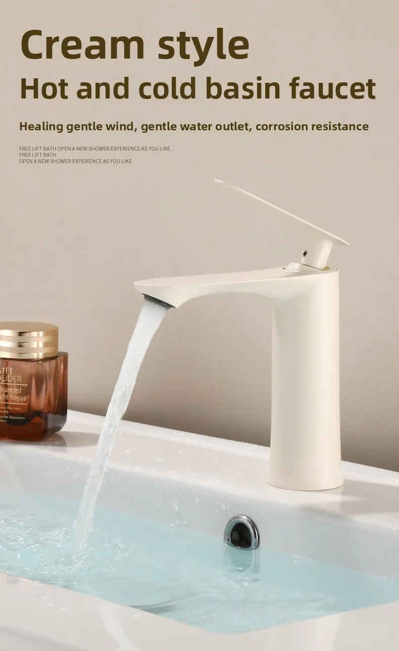 Bathroom Faucets White Maple Leaf Brass Basin Mixing Faucet Cold Hot Water Waterfall Tap Deck Mounted Sink Mixer Taps