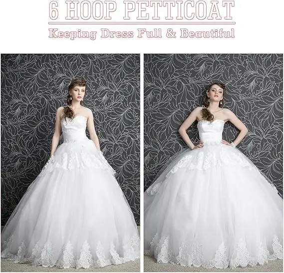 Economici 6 cerchi crinolina bianca lunga sottoveste da sposa abito da ballo abito sottogonna gonna mezze sottoveste accessori da sposa