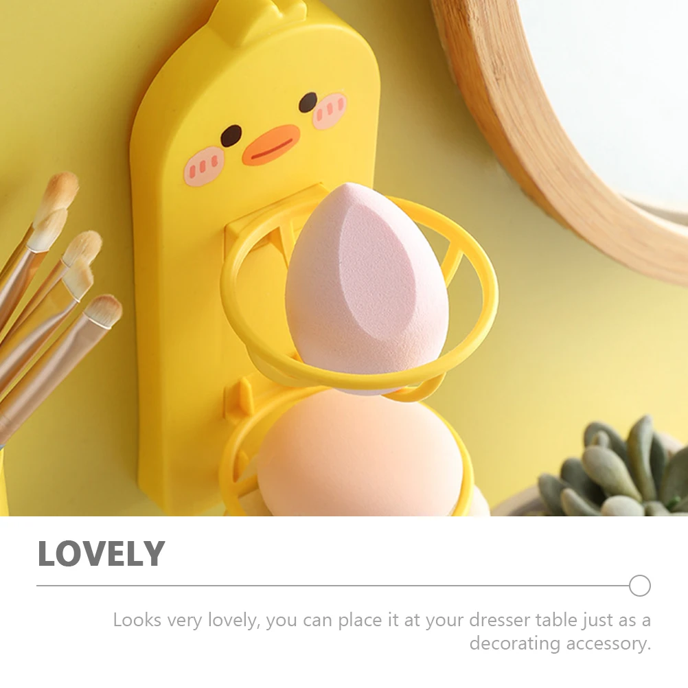 

2pcs Makeup Sponge Holder Beauty Egg Storage Rack Yellow Wall Mount Powder Puff Organizer Sponge Stand