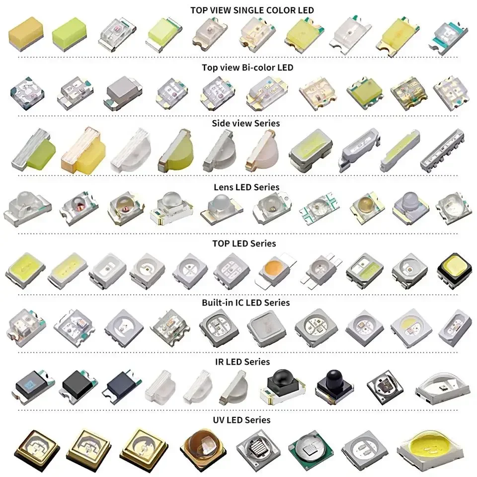 Diode électroluminescente SMD LED, rouge, jaune, vert, blanc, bleu, orange, 1000 pièces, 0402, 0603, 0805, 1206, 3528, 5050, 5730, 3020, 3014, 4014