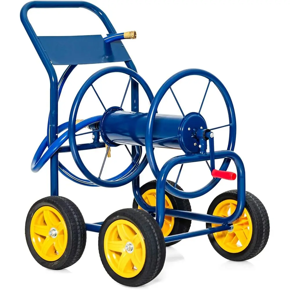 

Portable 4-Wheel Water Hose Cart with Non-Slip Grip, Holds 330-400 Feet Hoses, Blue