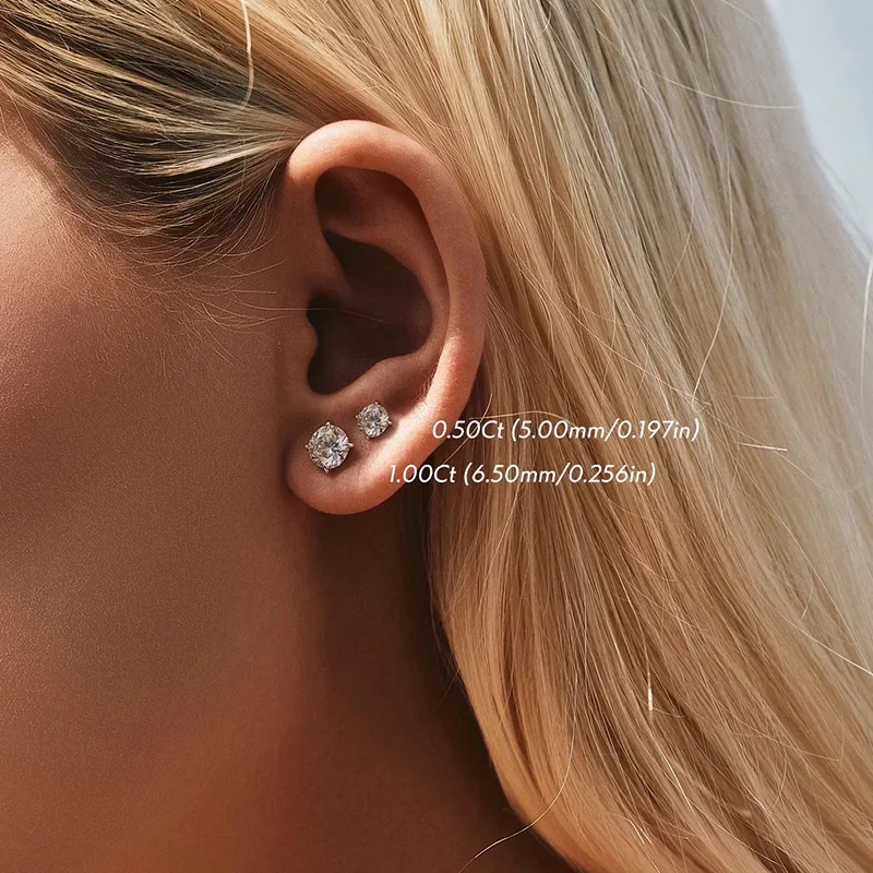0.2-5ct D Color Certified Moissanite Earring for Women Man S925 Sterling Silver Wedding Diamond 4 Claw Stud Earrings Jewelry